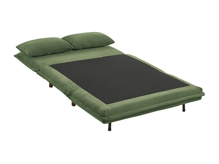 Nella - Canapé convertible 2 places en velours côtelé - Vert