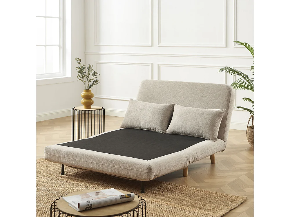 Nella - Canapé convertible 2 places en tissu - Beige