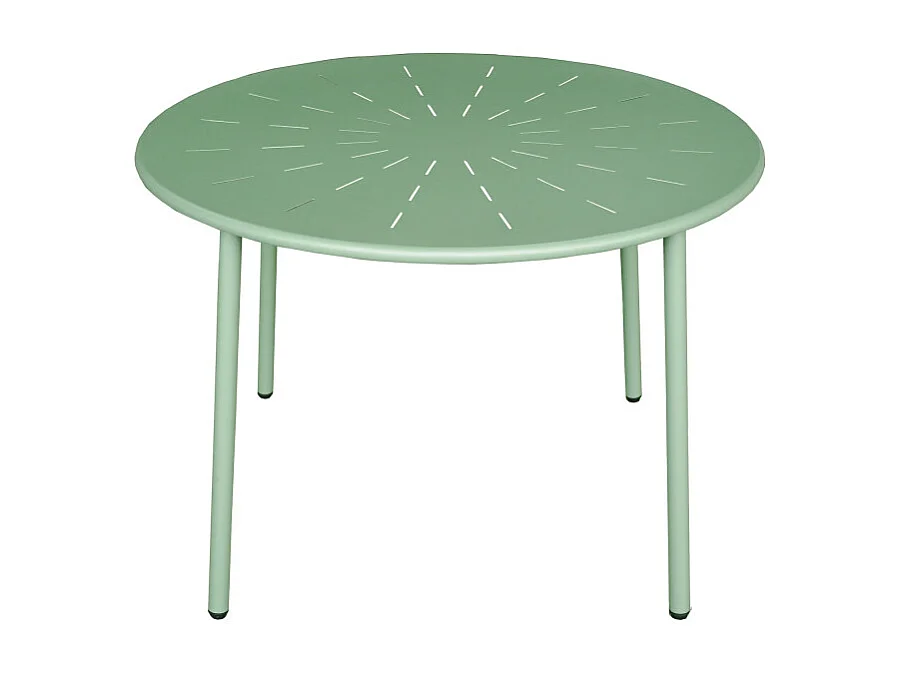 Zola - Table à manger de jardin 4 personnes ronde en métal  - Vert