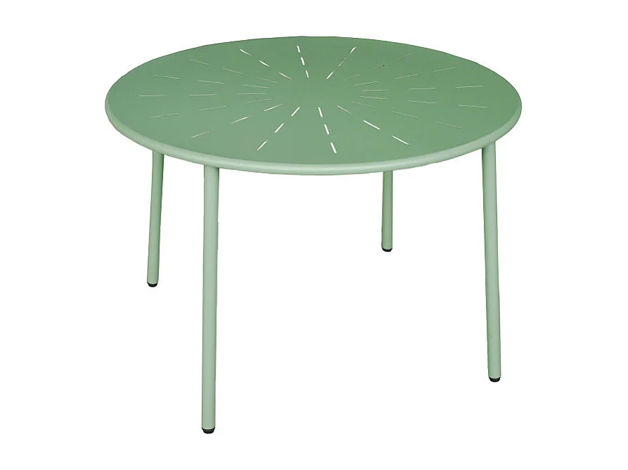 Zola - Table à manger de jardin 4 personnes ronde en métal  - Vert