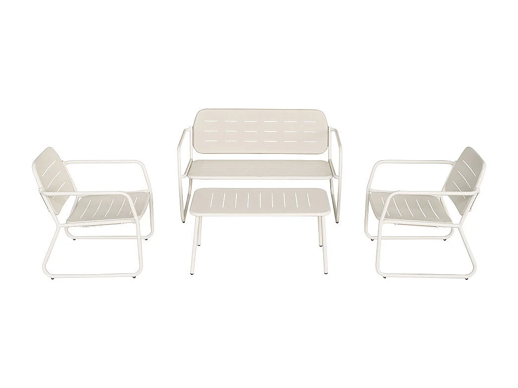 Zaro - Salon de jardin 4 places en métal - Beige