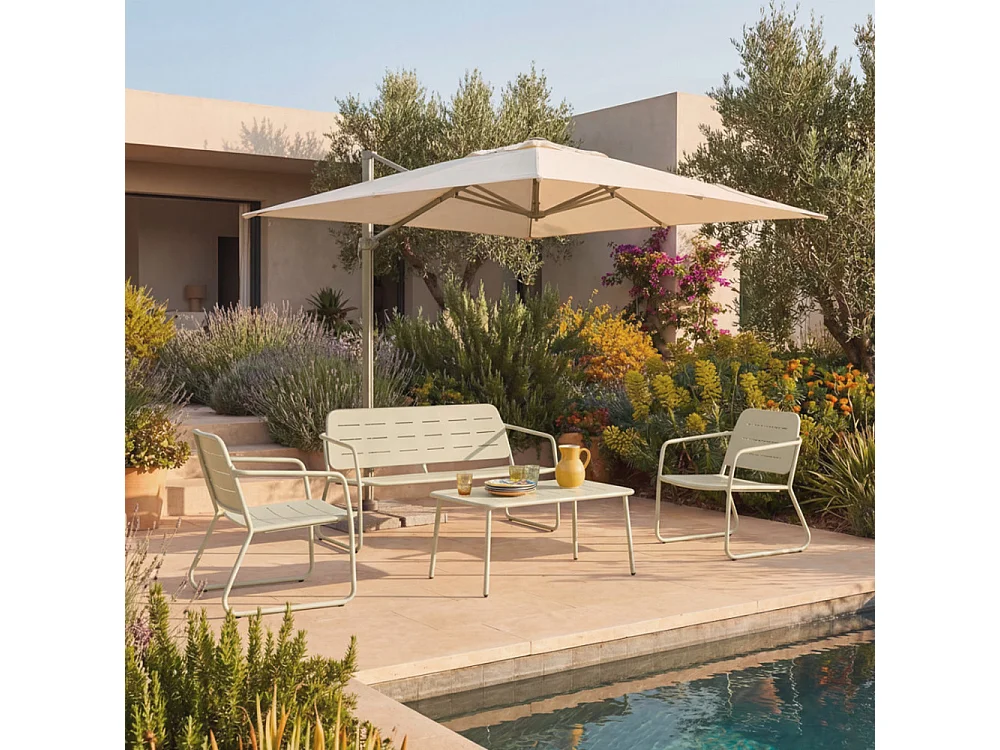 Zaro - Salon de jardin 4 places en métal - Beige