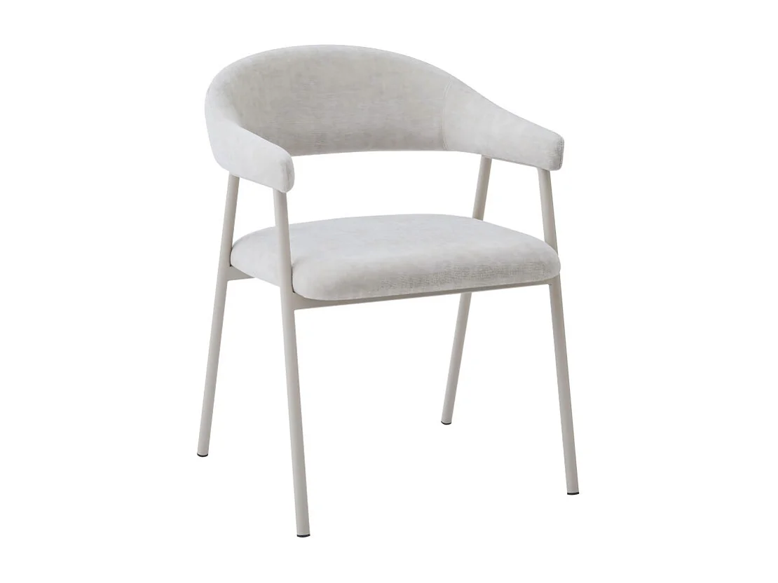Leon - Lot de 2 fauteuils de table en tissu et métal - Beige