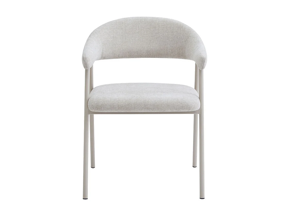 Leon - Lot de 2 fauteuils de table en tissu et métal - Beige
