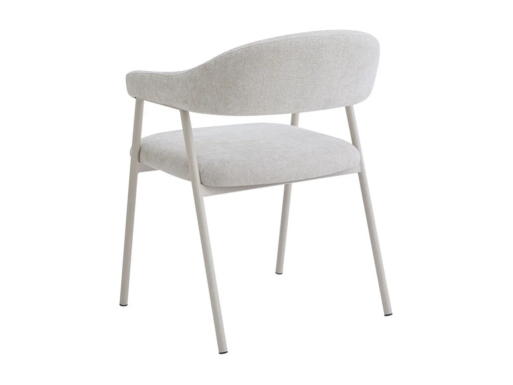 Leon - Lot de 2 fauteuils de table en tissu et métal - Beige