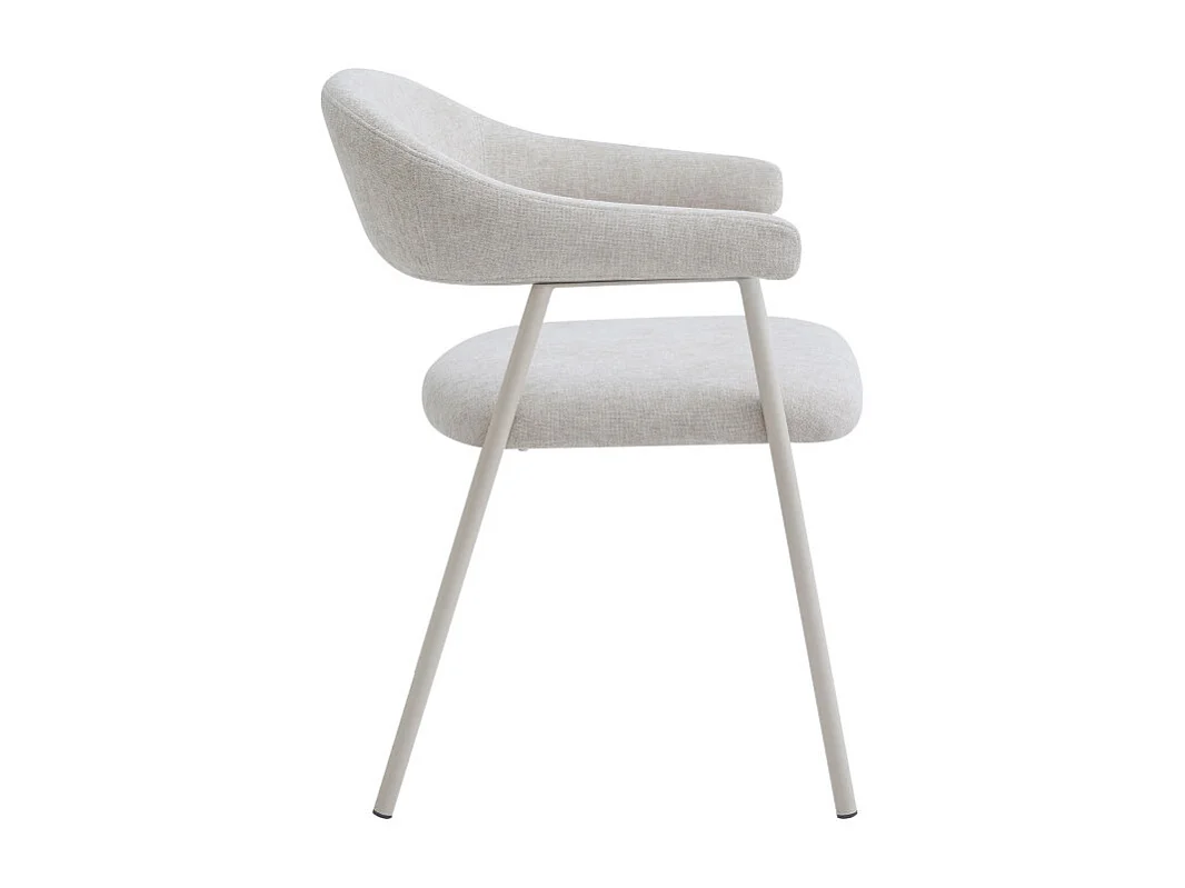 Leon - Lot de 2 fauteuils de table en tissu et métal - Beige