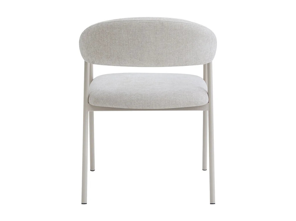 Leon - Lot de 2 fauteuils de table en tissu et métal - Beige