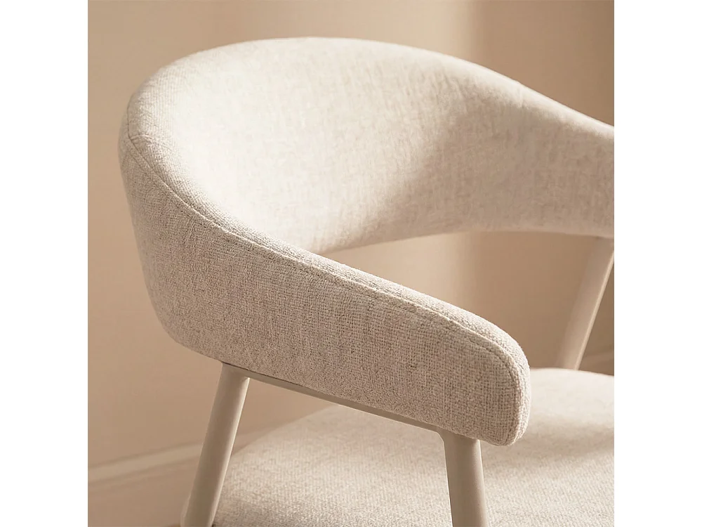 Leon - Lot de 2 fauteuils de table en tissu et métal - Beige