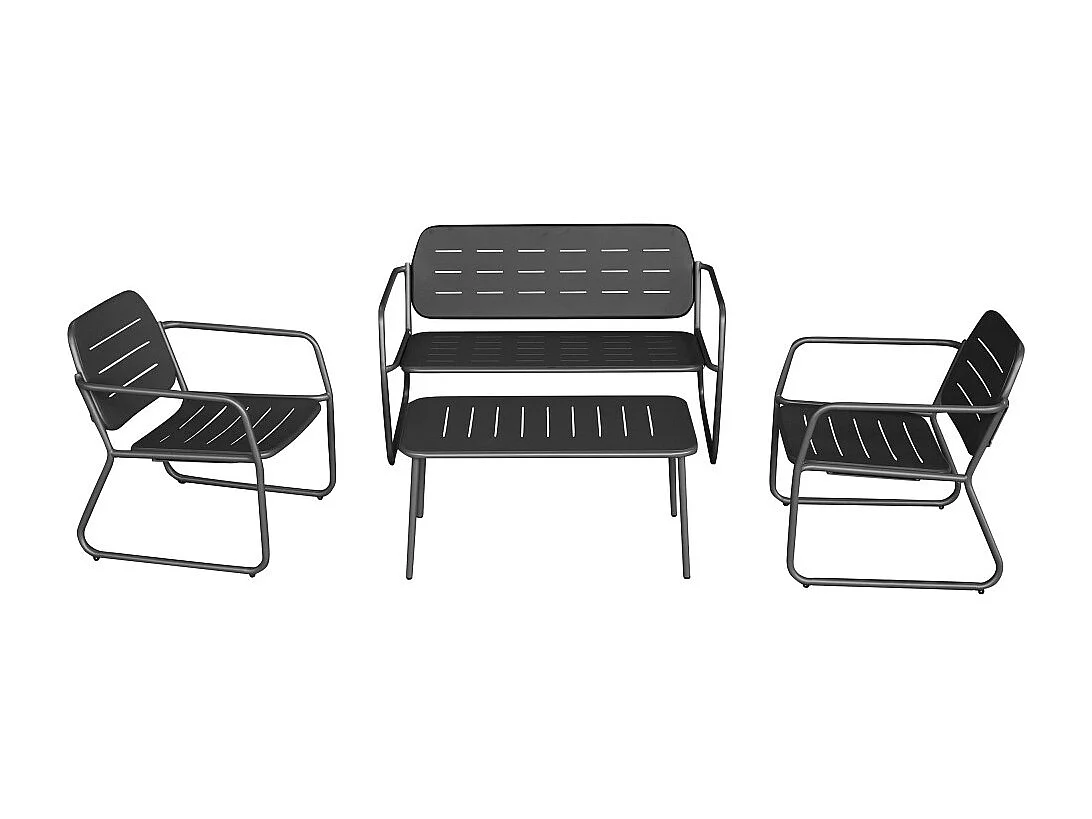 Zaro - Salon de jardin 4 places en métal - Gris foncé