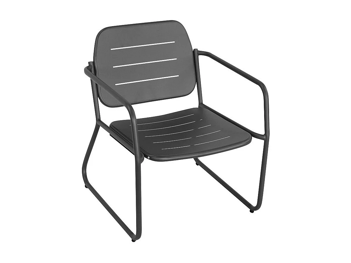 Zaro - Salon de jardin 4 places en métal - Gris foncé