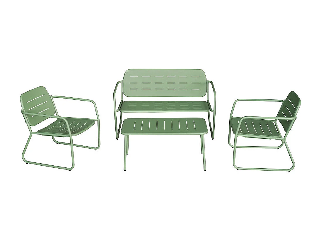 Zaro - Salon de jardin 4 places en métal - Vert