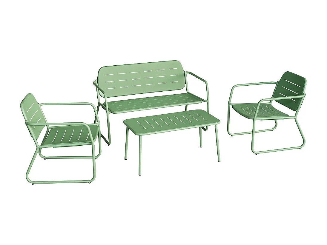 Zaro - Salon de jardin 4 places en métal - Vert
