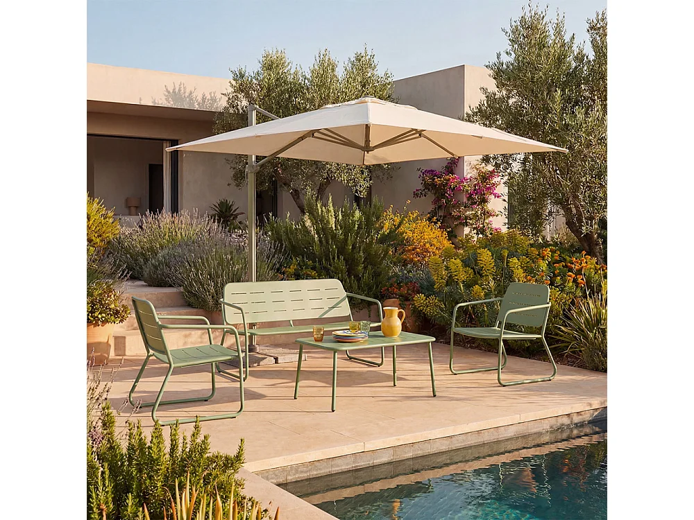 Zaro - Salon de jardin 4 places en métal - Vert