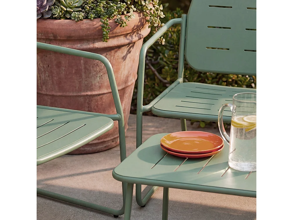 Zaro - Salon de jardin 4 places en métal - Vert