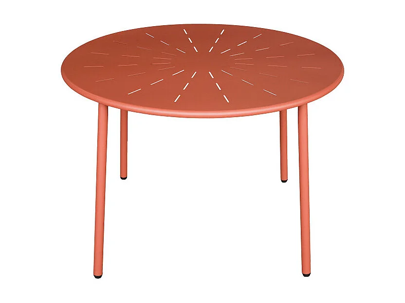 Zola - Table à manger de jardin 4 personnes ronde en métal  - Terracotta