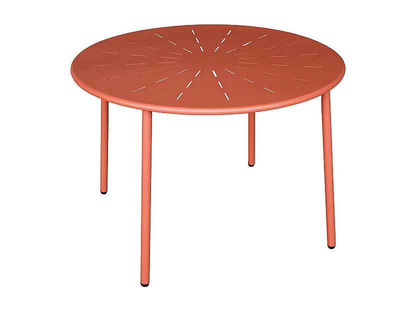 Zola - Table à manger de jardin 4 personnes ronde en métal  - Terracotta
