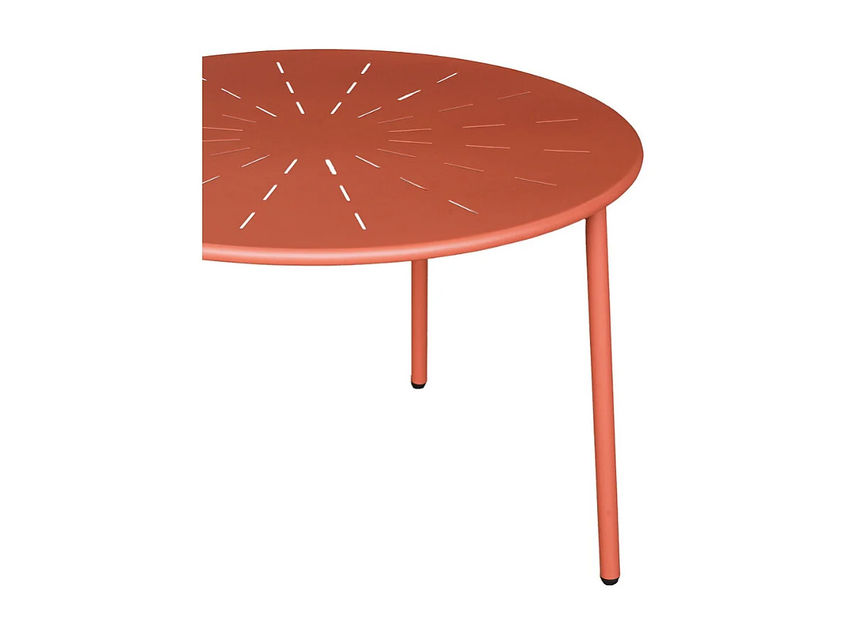 Zola - Table à manger de jardin 4 personnes ronde en métal  - Terracotta