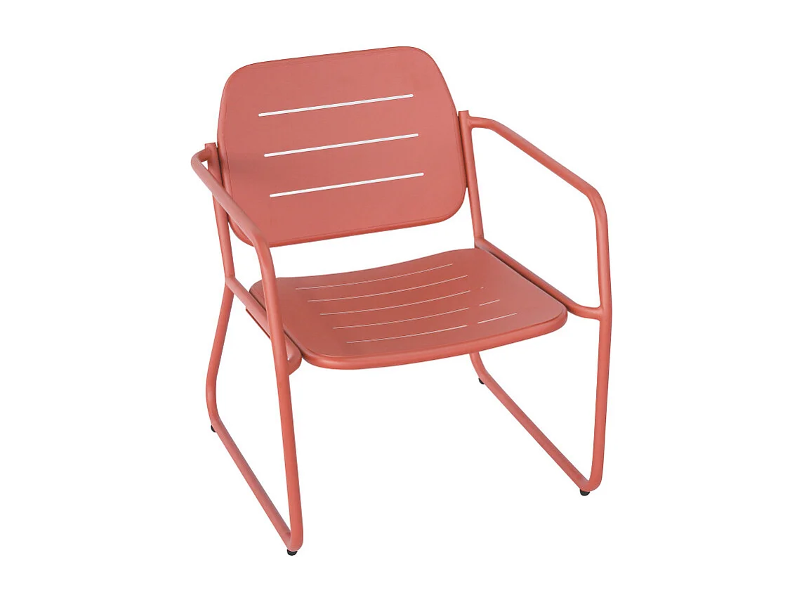 Zaro - Salon de jardin 4 places en métal - Terracotta