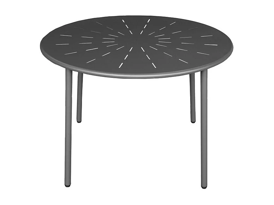Zola - Table à manger de jardin 4 personnes ronde en métal  - Gris foncé