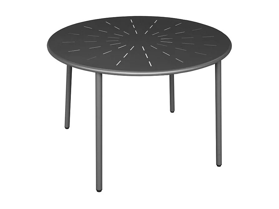 Zola - Table à manger de jardin 4 personnes ronde en métal  - Gris foncé