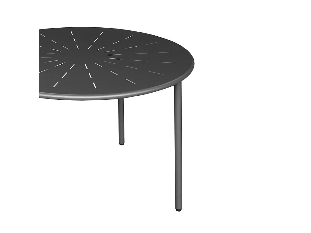 Zola - Table à manger de jardin 4 personnes ronde en métal  - Gris foncé