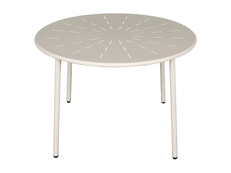 Zola - Table à manger de jardin 4 personnes ronde en métal  - Beige