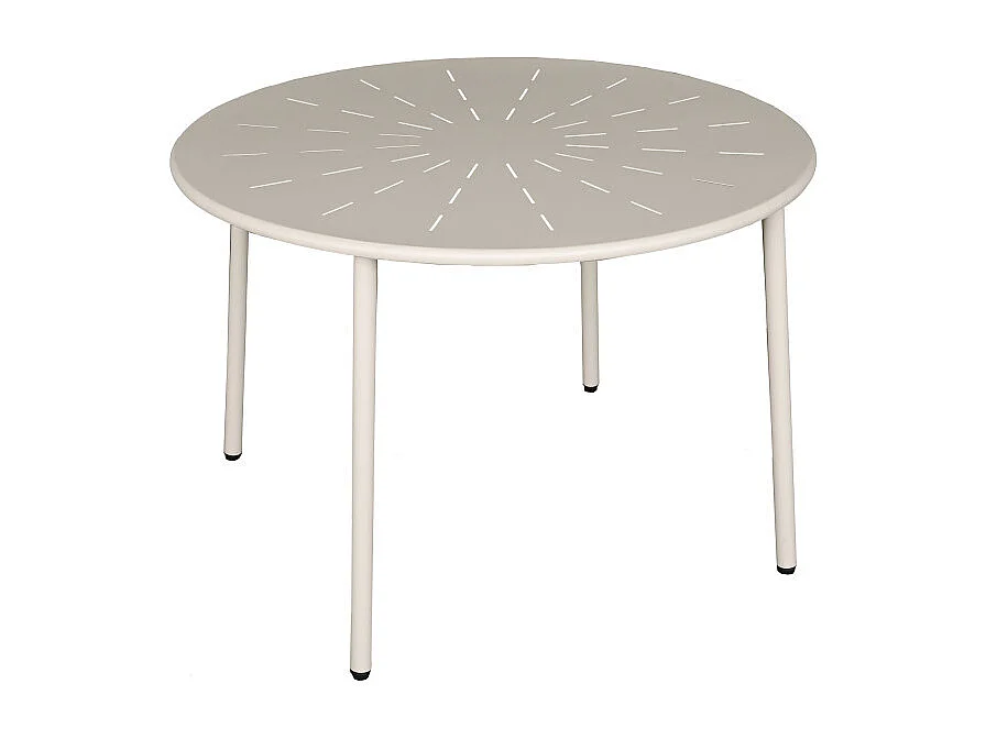 Zola - Table à manger de jardin 4 personnes ronde en métal  - Beige