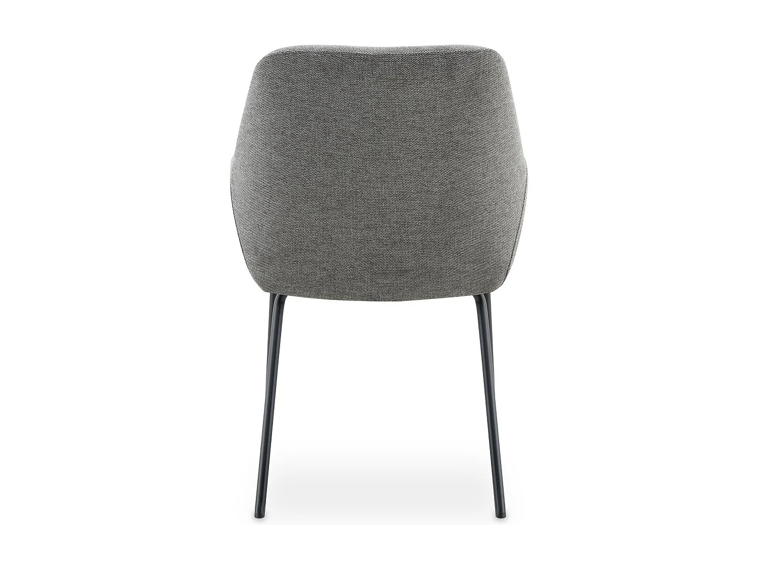 Lot de 2 Chaises de Salle à Manger TURSI en Tissu Gris Avec Accoudoirs, Assise Rembourrée et Dossier Enveloppant, Pieds en Métal