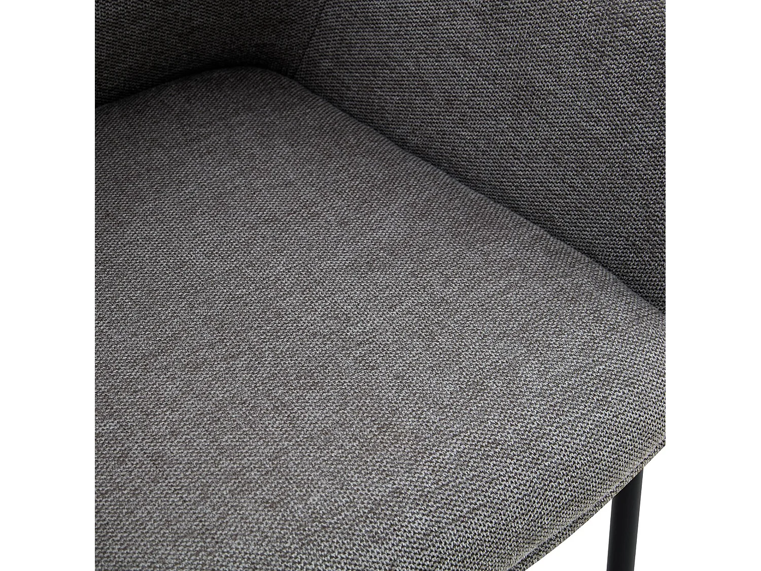 Lot de 2 Chaises de Salle à Manger TURSI en Tissu Gris Avec Accoudoirs, Assise Rembourrée et Dossier Enveloppant, Pieds en Métal