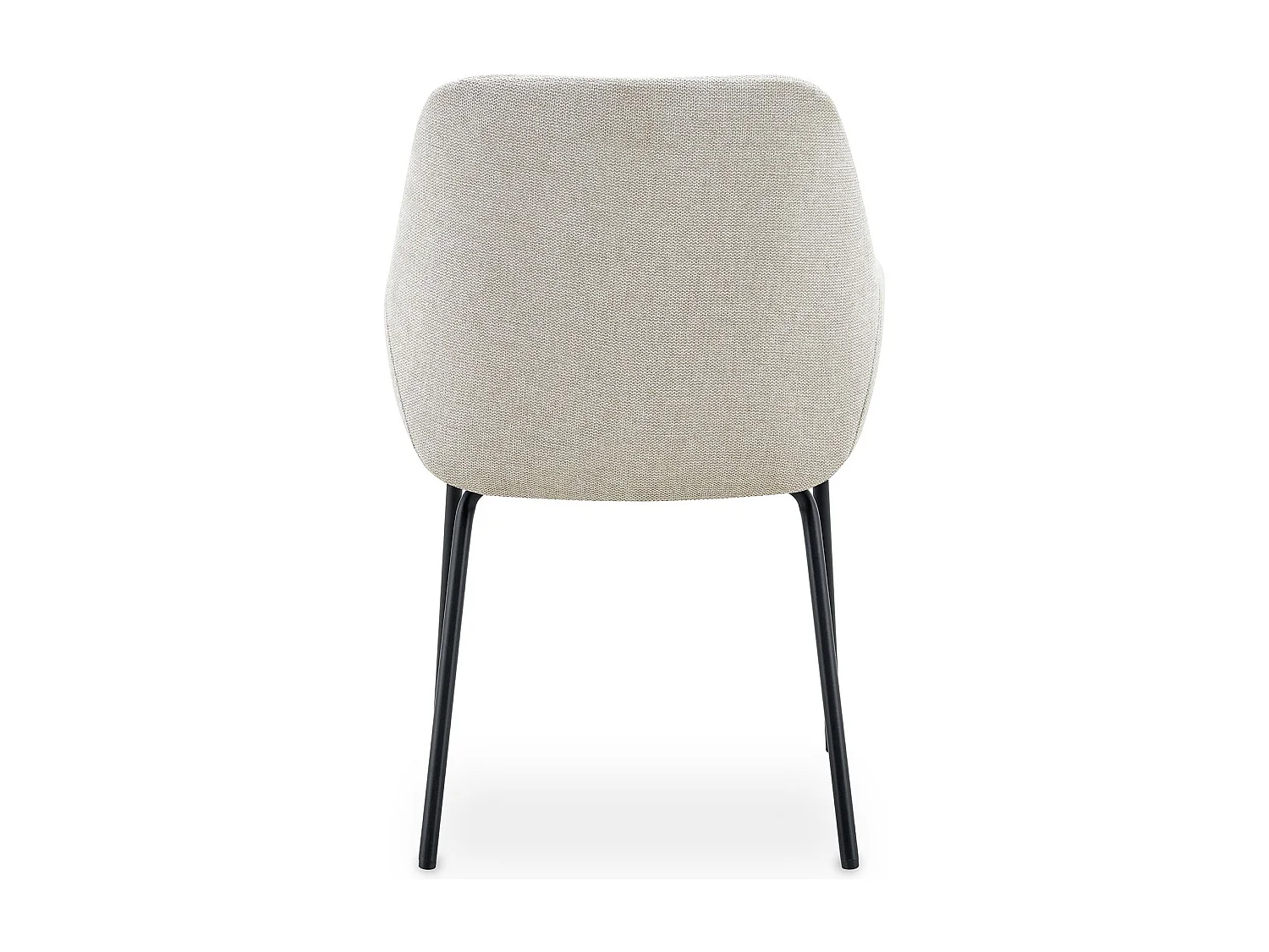 Lot de 2 Chaises de Salle à Manger TURSI en Tissu Beige Avec Accoudoirs, Assise Rembourrée et Dossier Enveloppant, Pieds en Métal