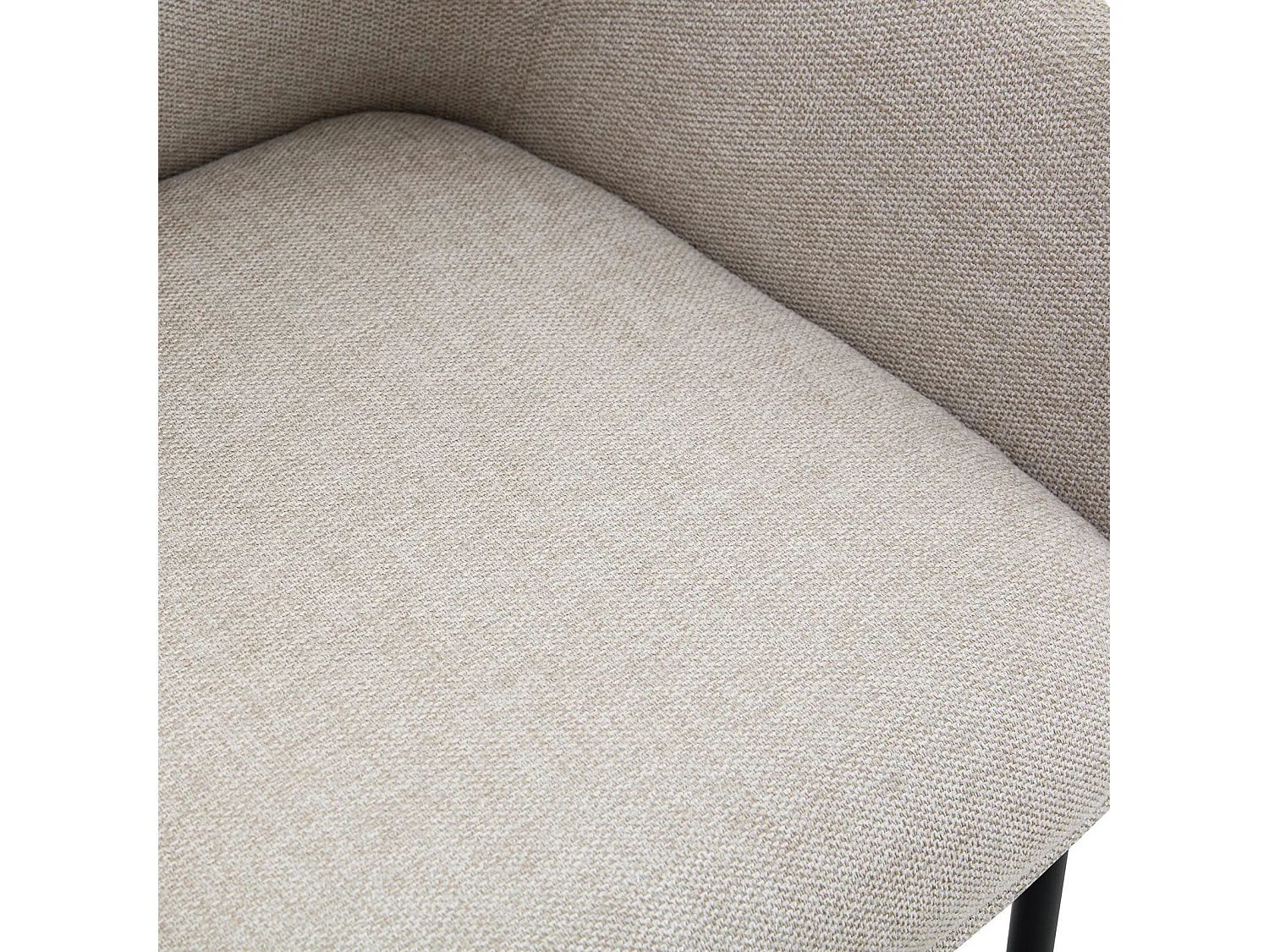 Lot de 2 Chaises de Salle à Manger TURSI en Tissu Beige Avec Accoudoirs, Assise Rembourrée et Dossier Enveloppant, Pieds en Métal