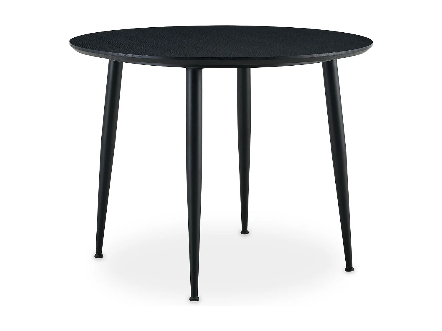 Table à Manger ronde NEVERS Ø 100 cm, Idéale pour 3 à 4 Personnes, Plateau en MDF Décor Bois Noir, Design Moderne