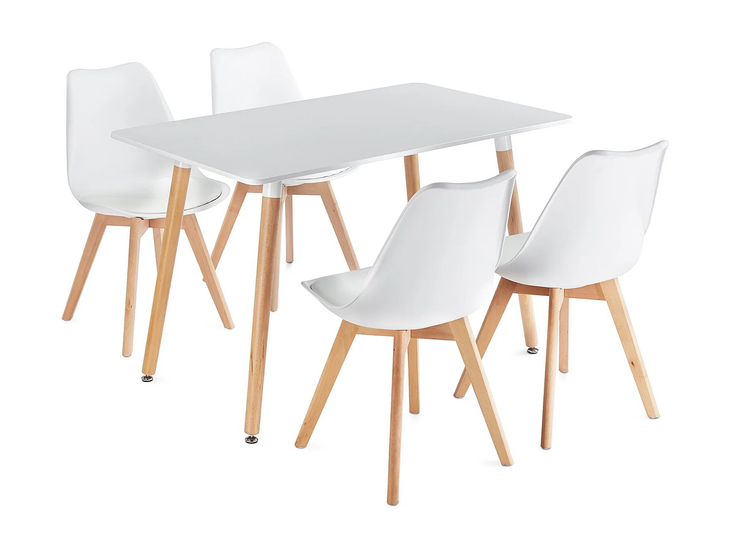 Ensemble Table et 4 Chaises SHANNON/ABBY Pour Salle à Manger, Longueur 120 cm, blanc, petite table à manger pour 4 personnes