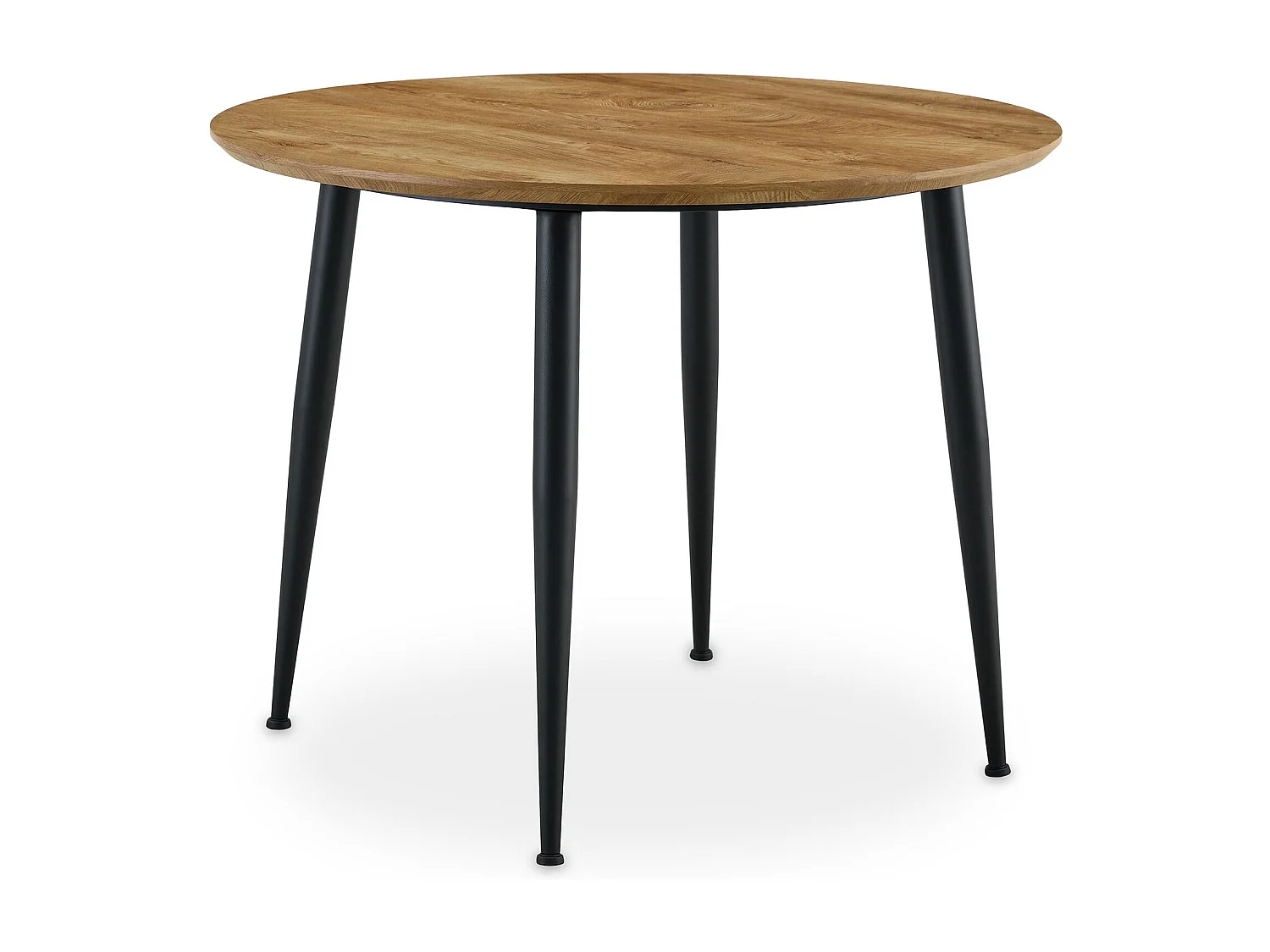Table à Manger ronde NEVERS Ø 100 cm, Idéale pour 3 à 4 Personnes, Plateau en MDF Décor Bois Couleur Noyer, Design Moderne