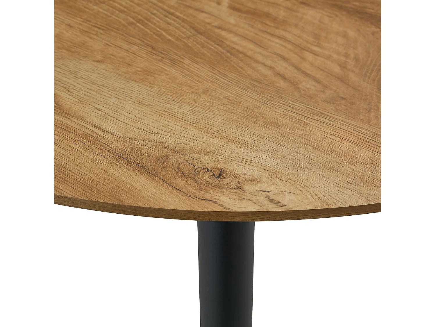 Table à Manger ronde NEVERS Ø 100 cm, Idéale pour 3 à 4 Personnes, Plateau en MDF Décor Bois Couleur Noyer, Design Moderne
