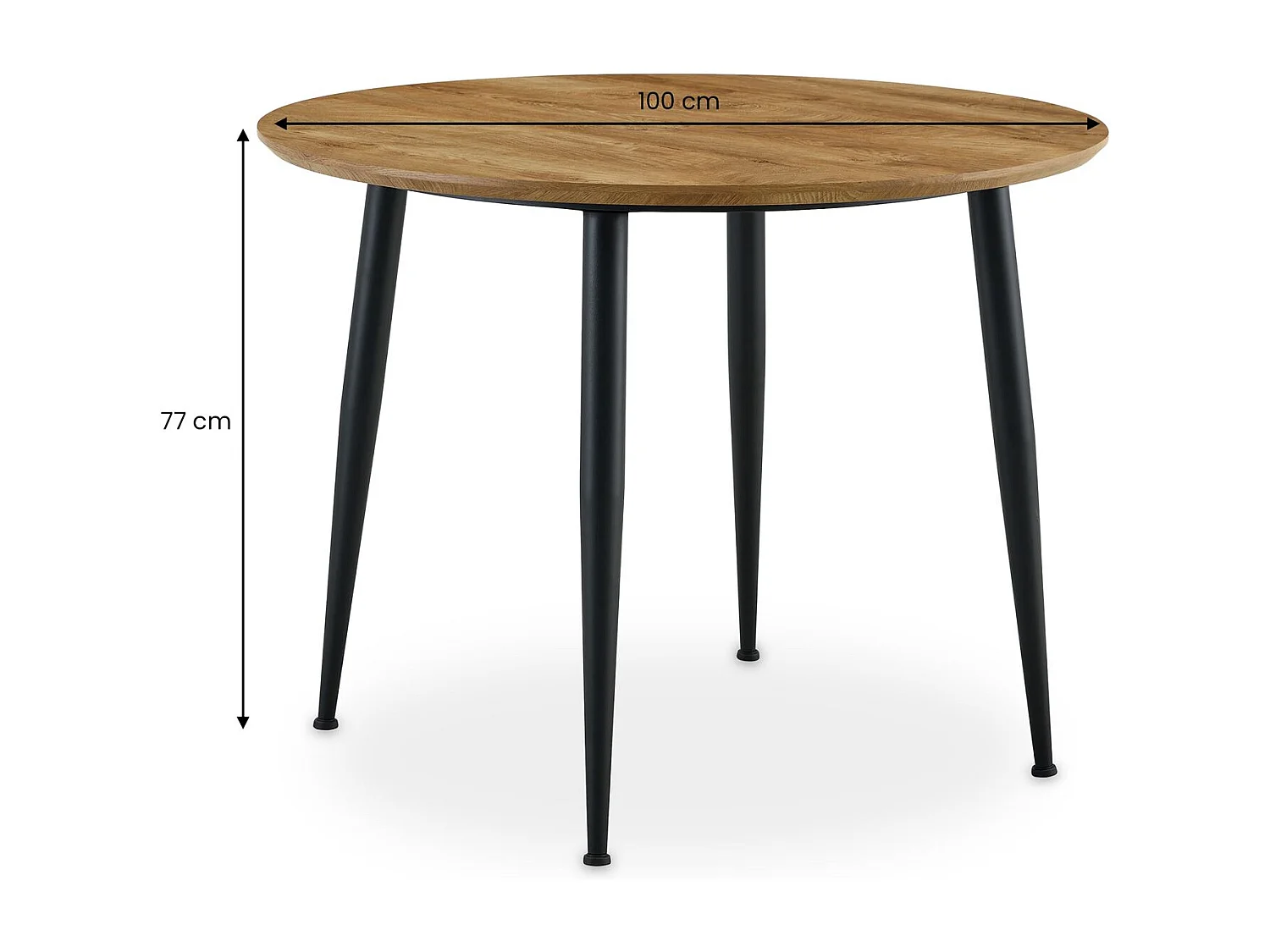 Table à Manger ronde NEVERS Ø 100 cm, Idéale pour 3 à 4 Personnes, Plateau en MDF Décor Bois Couleur Noyer, Design Moderne