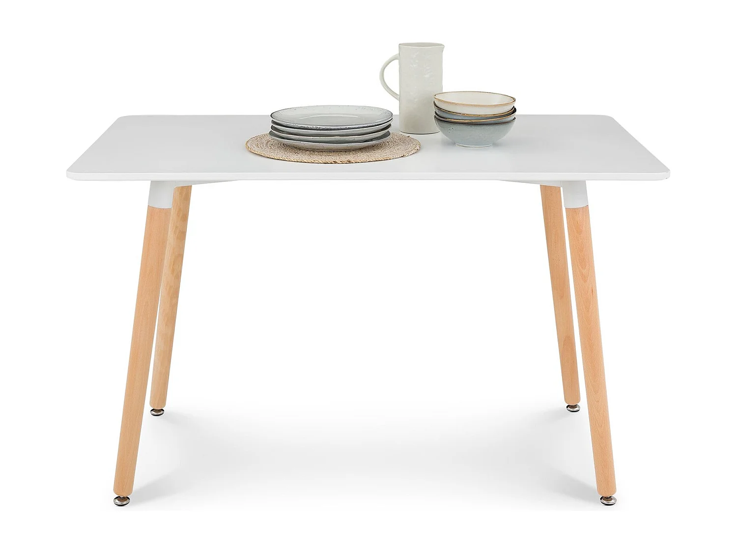 Table à Manger SHANNON, Rectangulaire, L 120 cm, 4 Personnes, Blanc, Table Salle à Manger au Style Scandinave