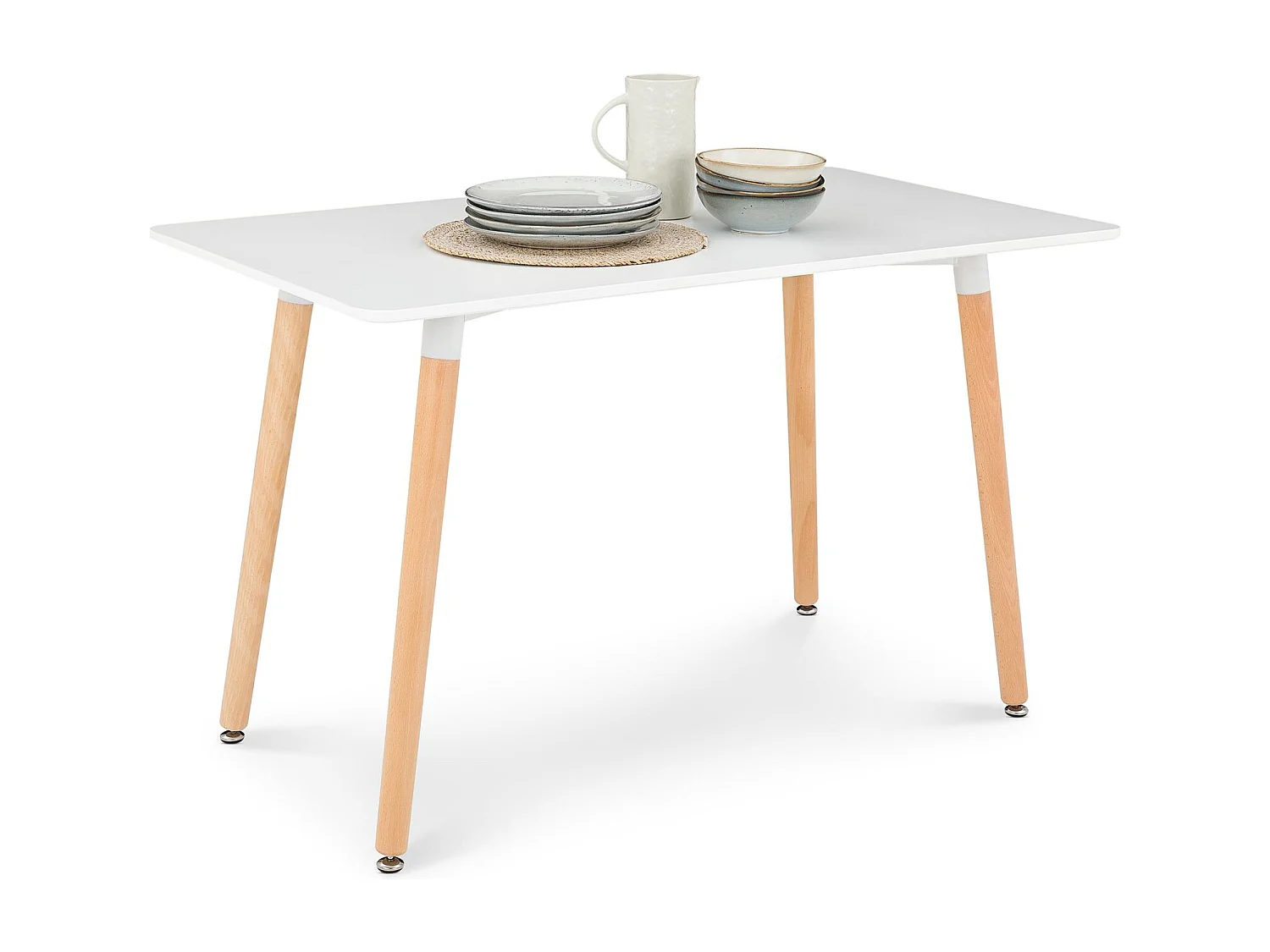 Table à Manger SHANNON, Rectangulaire, L 120 cm, 4 Personnes, Blanc, Table Salle à Manger au Style Scandinave