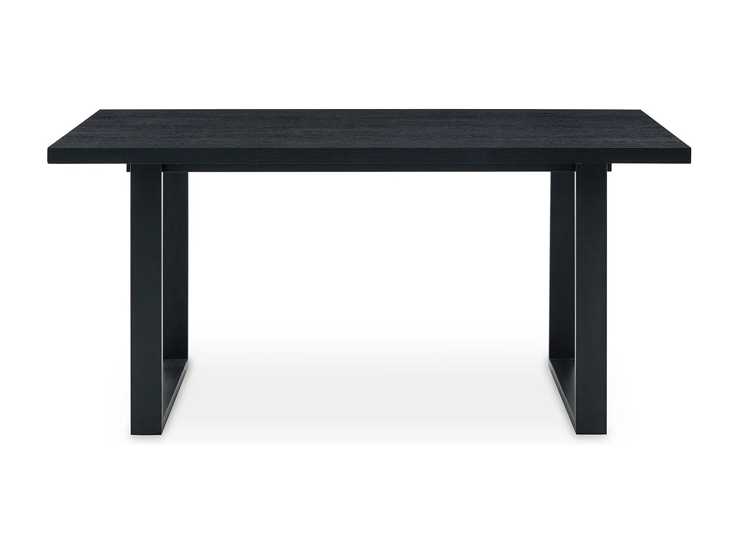 Table à Manger LESINA Rectangulaire L 160 cm pour 6 Personnes, Design Moderne avec Plateau Aspect Bois Noir et Pieds Métalliques