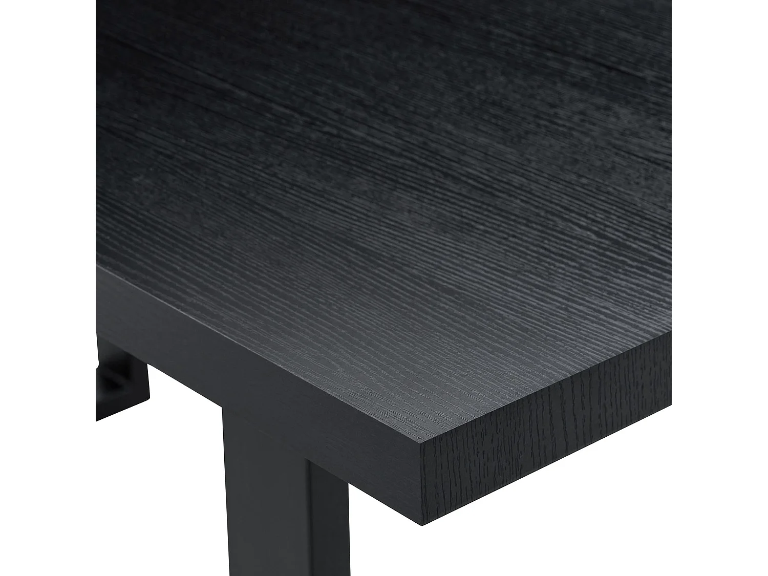 Table à Manger LESINA Rectangulaire L 160 cm pour 6 Personnes, Design Moderne avec Plateau Aspect Bois Noir et Pieds Métalliques