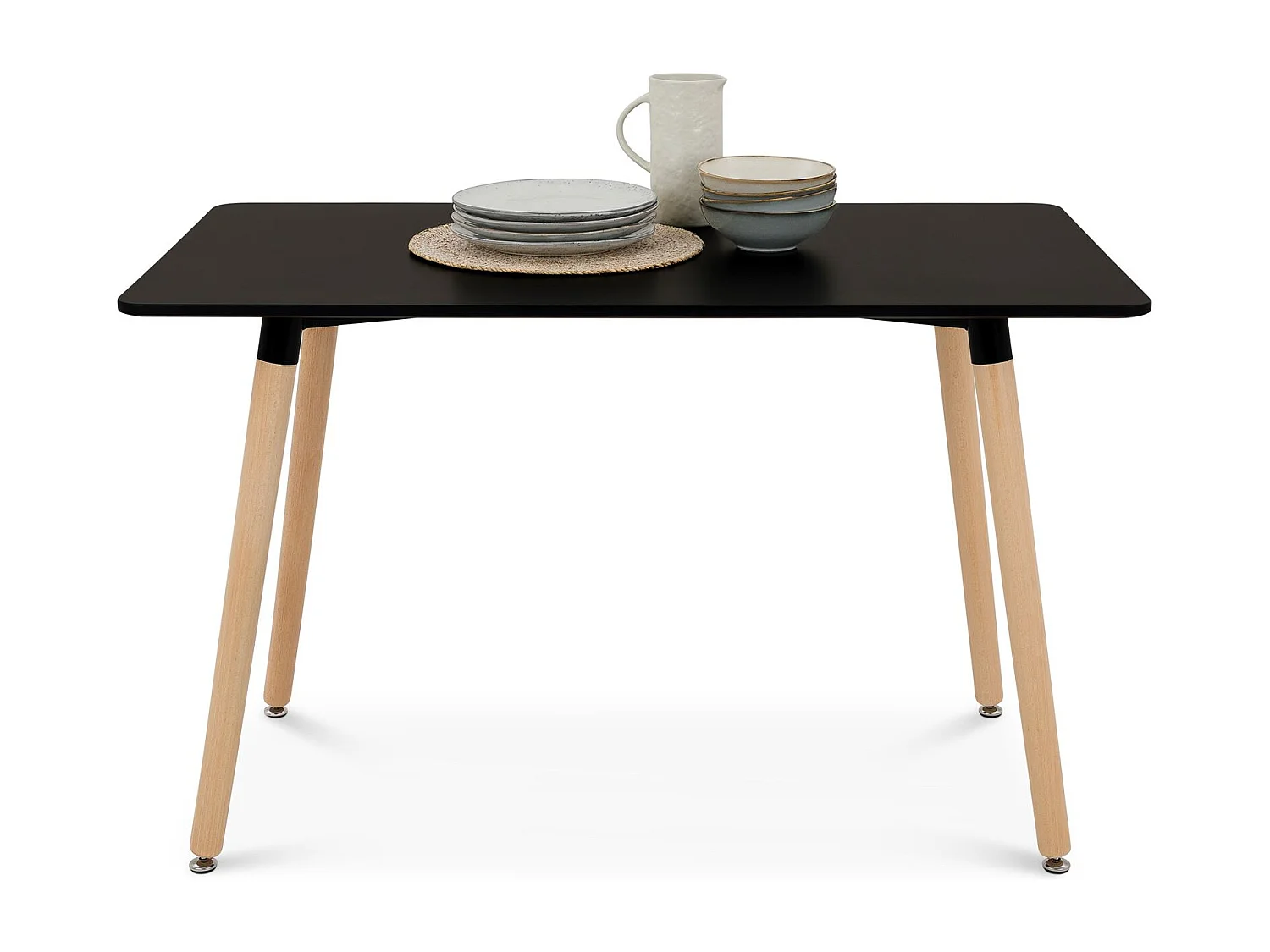 Table à Manger SHANNON, Rectangulaire, L 120 cm, 4 Personnes, Noir, Table Salle à Manger au Style Scandinave