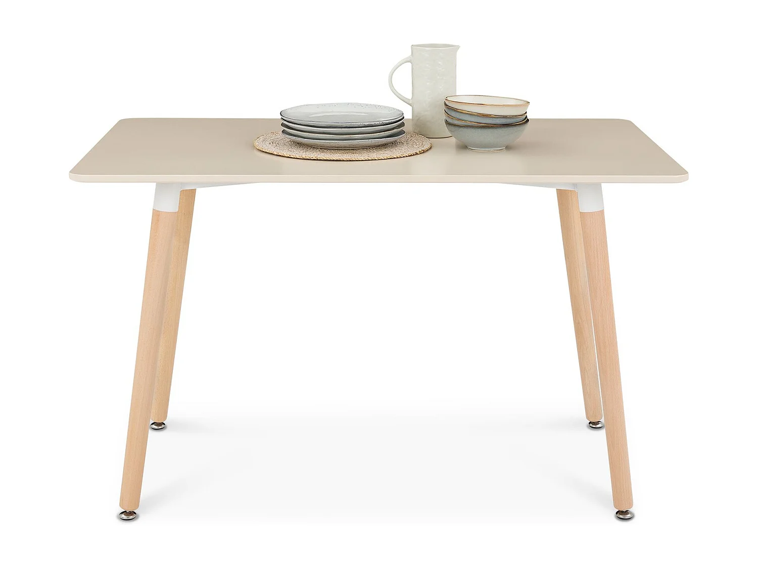 Table à Manger SHANNON, Rectangulaire, L 120 cm, 4 Personnes, Blanc Crème, Table Salle à Manger au Style Scandinave