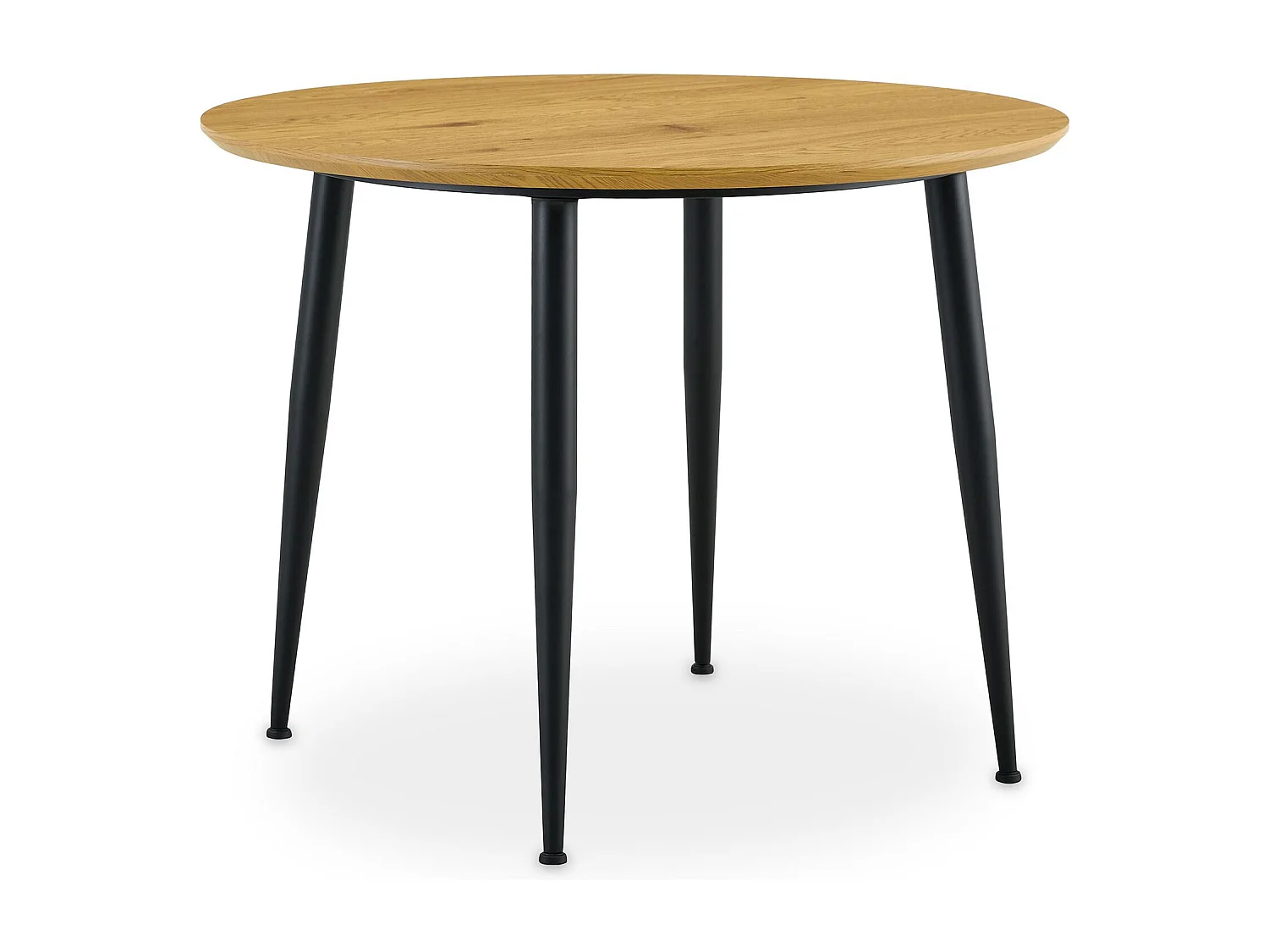 Table à Manger ronde NEVERS Ø 100 cm, Idéale pour 3 à 4 Personnes, Plateau en MDF Décor Bois Couleur Chêne, Design Moderne