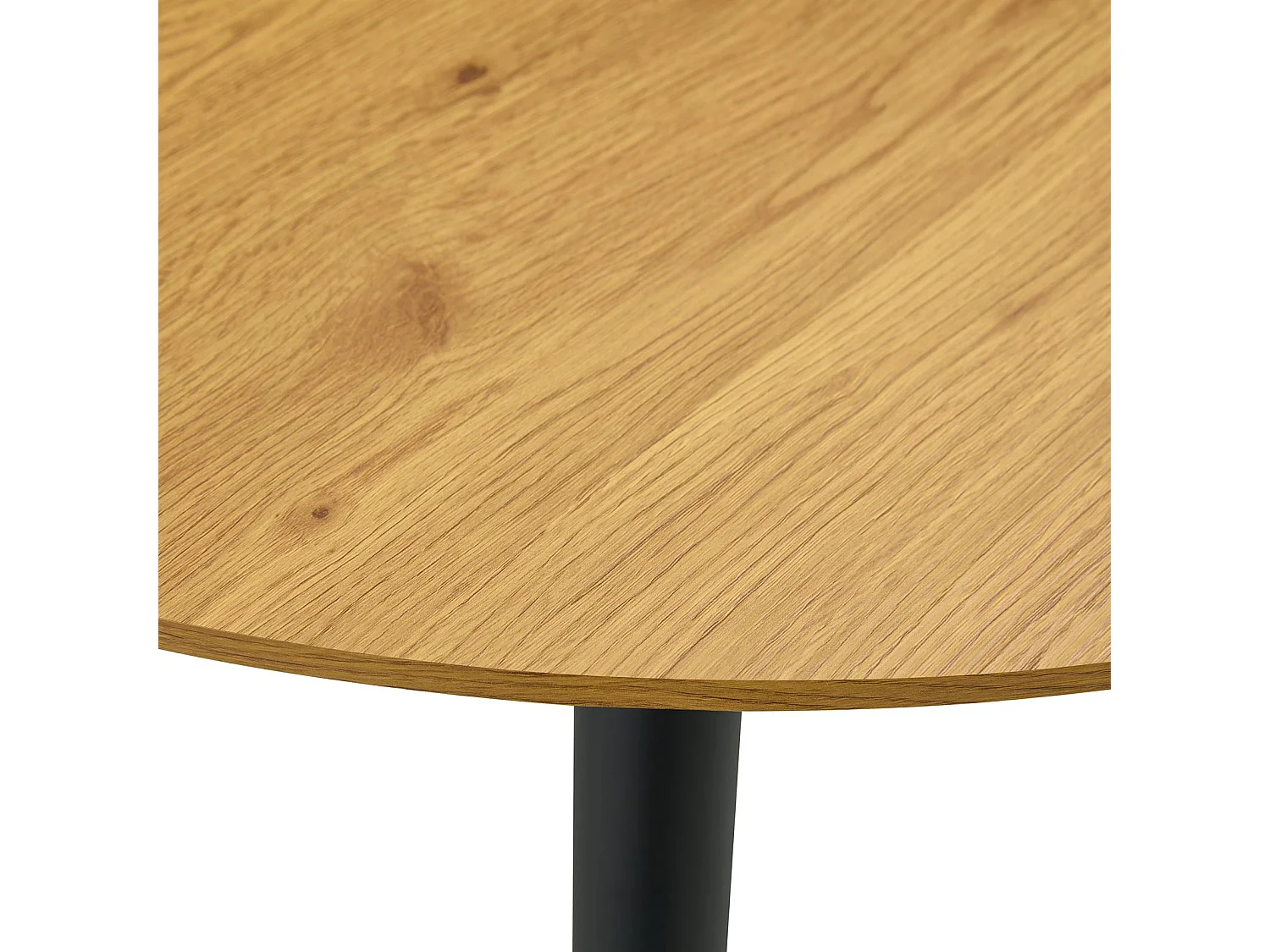 Table à Manger ronde NEVERS Ø 100 cm, Idéale pour 3 à 4 Personnes, Plateau en MDF Décor Bois Couleur Chêne, Design Moderne