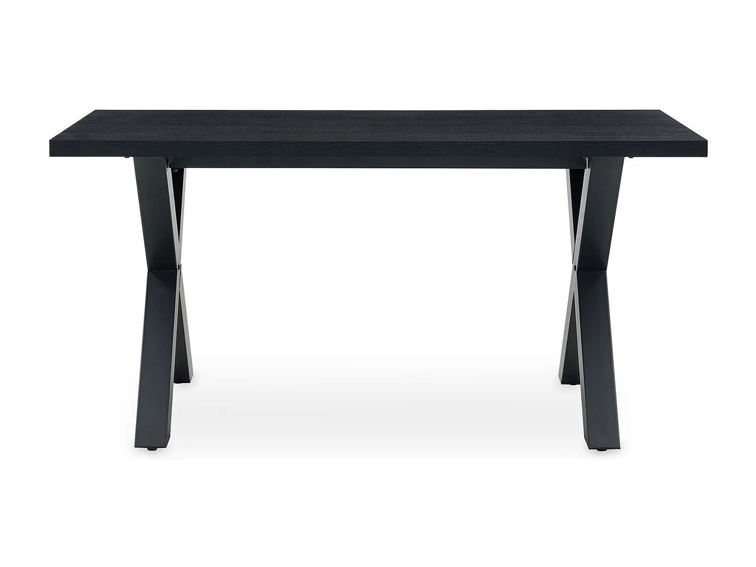 Table à Manger OSIMO Rectangulaire L 160 cm pour 6 Personnes, Design Moderne avec Plateau Effet Bois Noir et Pieds Métalliques