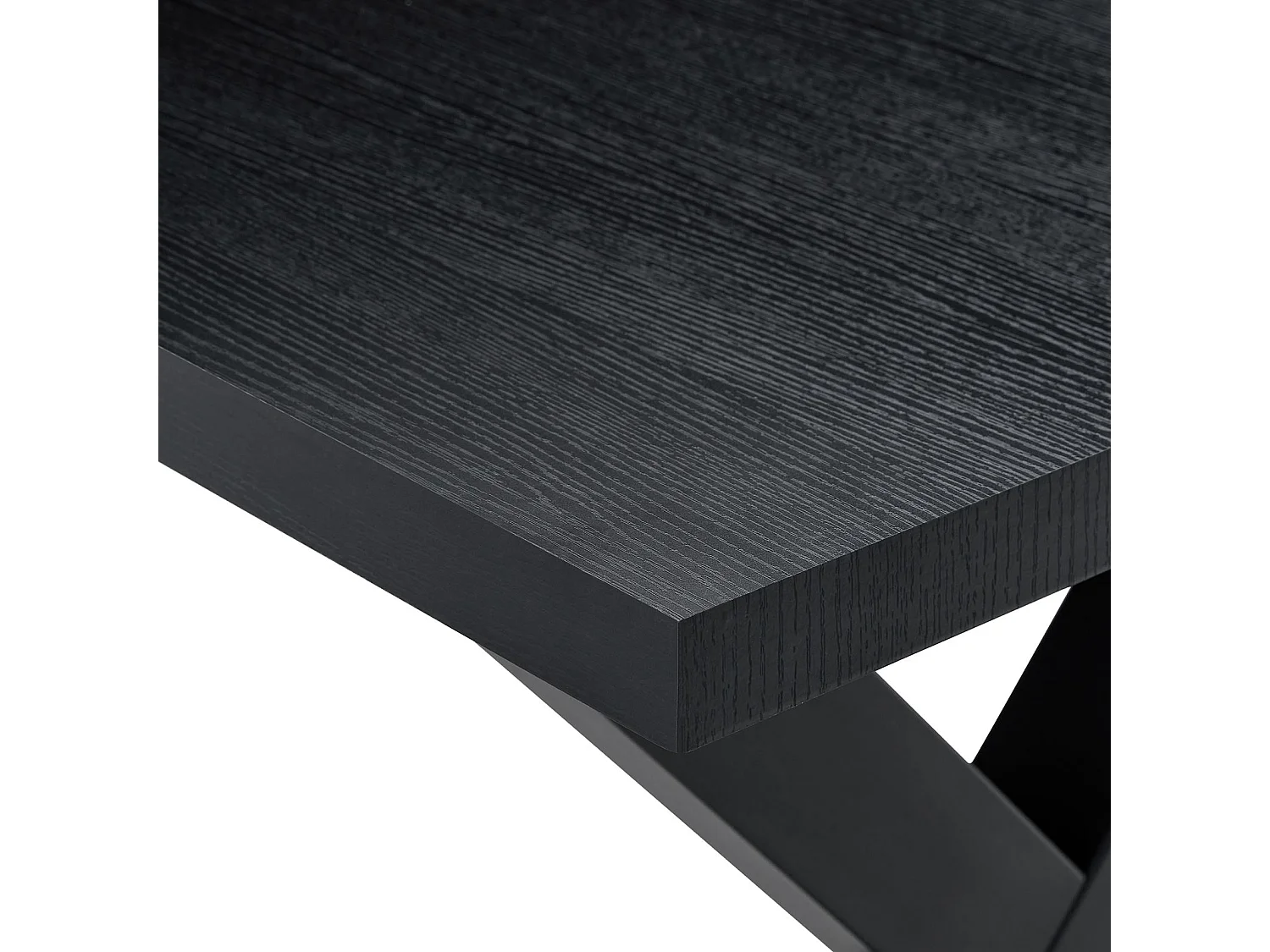 Table à Manger OSIMO Rectangulaire L 160 cm pour 6 Personnes, Design Moderne avec Plateau Effet Bois Noir et Pieds Métalliques