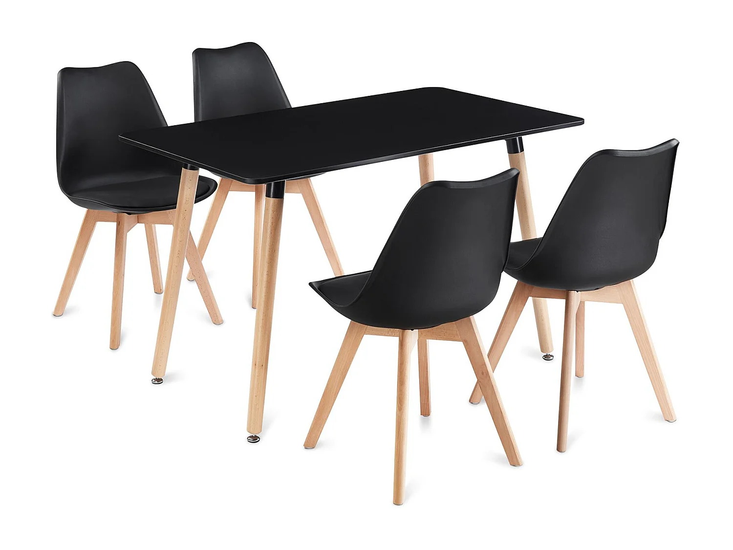 Ensemble Table et 4 Chaises SHANNON/ABBY Pour Salle à Manger, Longueur 120 cm, noir, petite table à manger pour 4 personnes