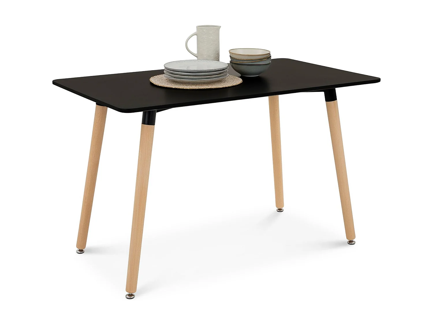 Ensemble Table et 4 Chaises SHANNON/ABBY Pour Salle à Manger, Longueur 120 cm, noir, petite table à manger pour 4 personnes