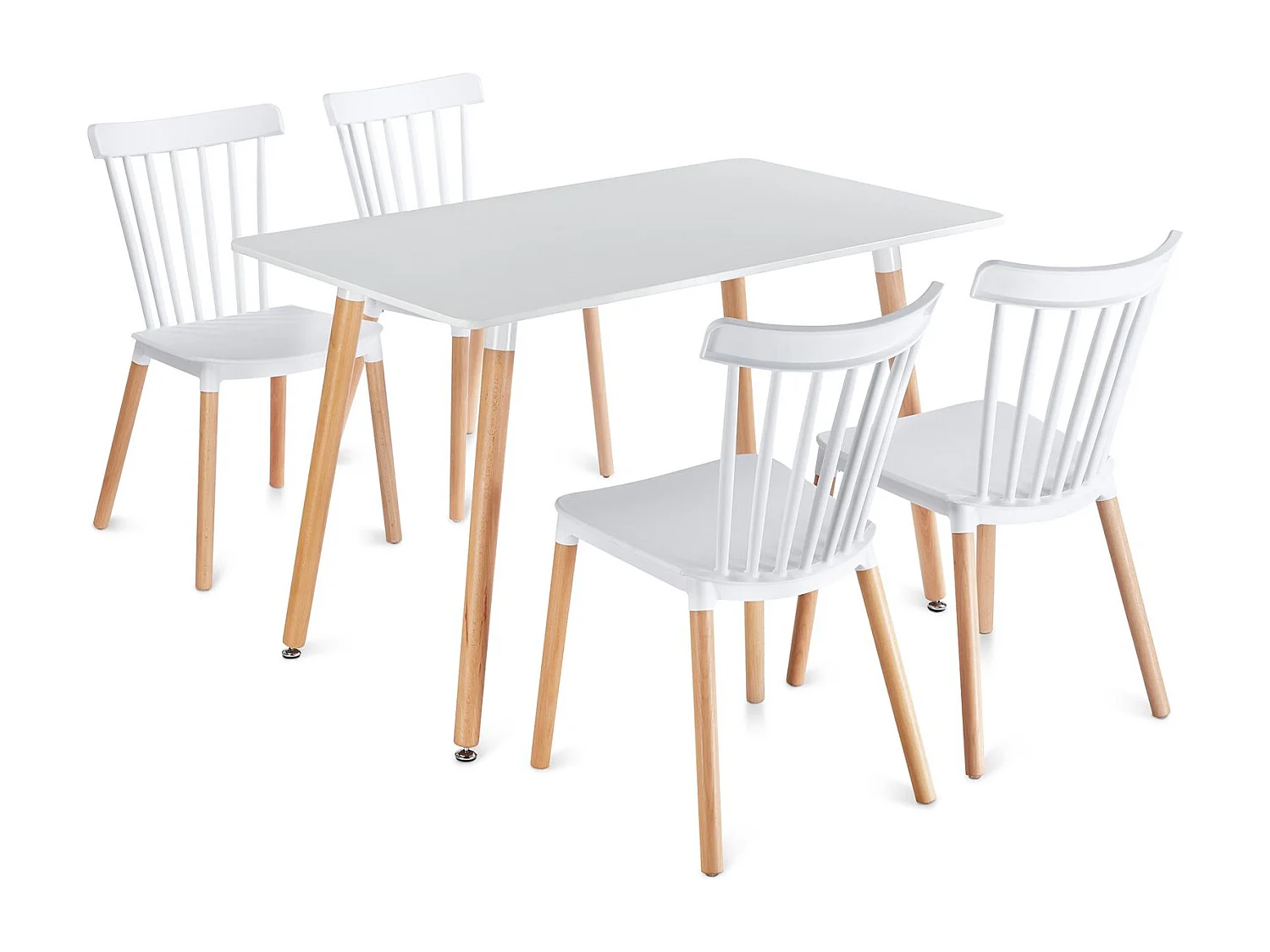 Ensemble Table et 4 Chaises SHANNON/RAVI Pour Salle à Manger, Longueur 120 cm, blanc, petite table à manger pour 4 personnes