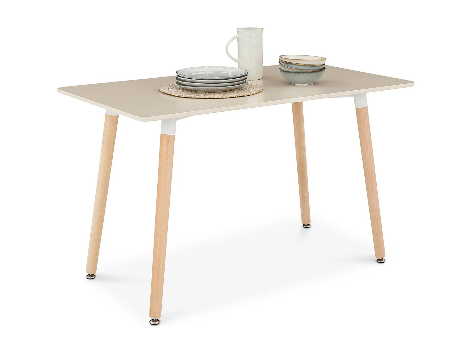 Ensemble Table et 4 Chaises SHANNON/ABBY Pour Salle à Manger, Longueur 120 cm, blanc crème, petite table à manger pour 4 personnes